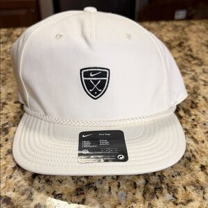 Nike Egg Shell White Golf Hat with Black Embroidered Crest